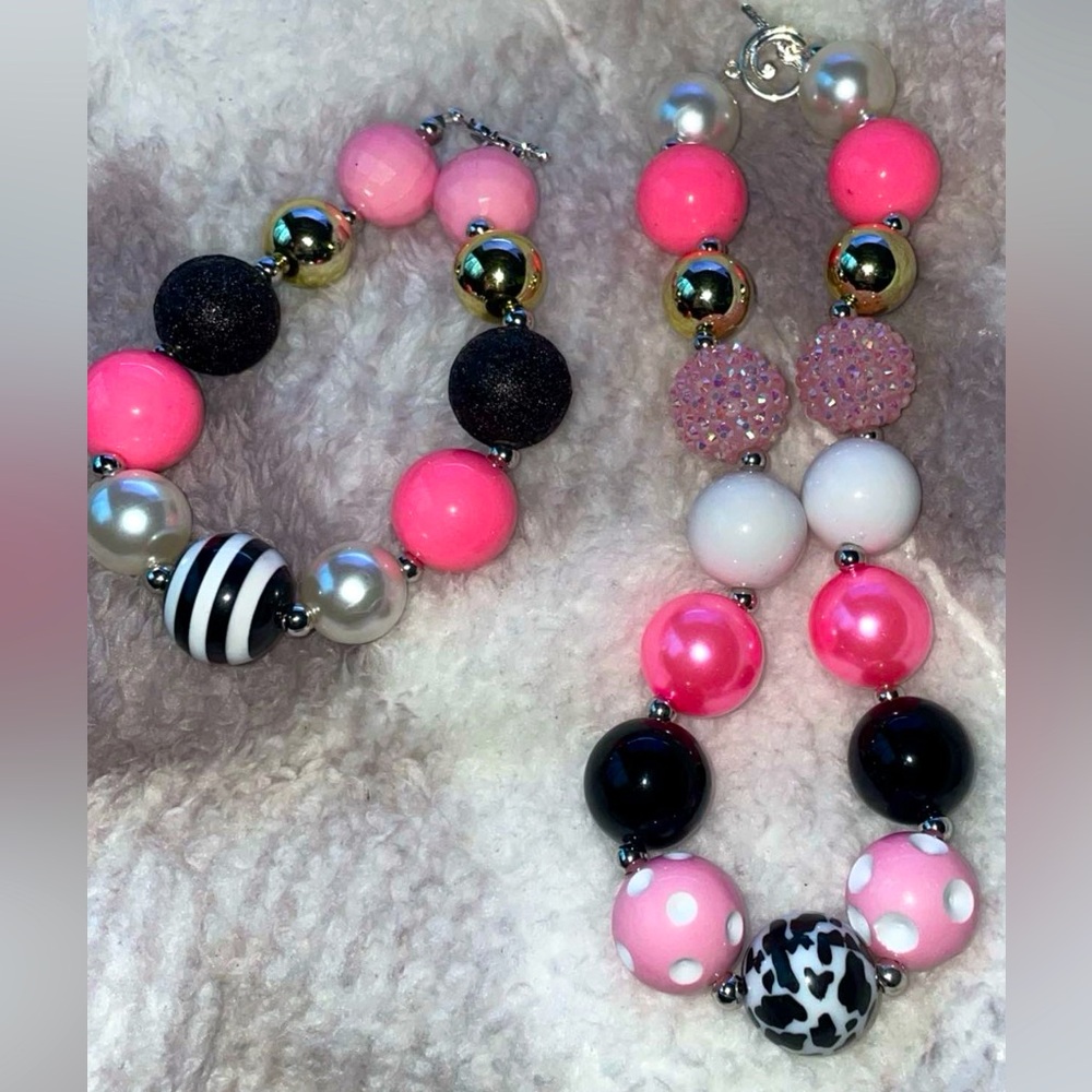 Kids Chunky Bubblegum Necklacee & Bracelet Set